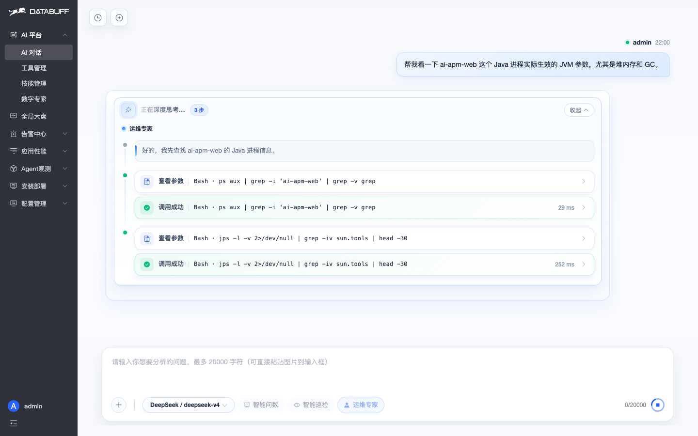 运维专家执行查询 JVM 参数过程