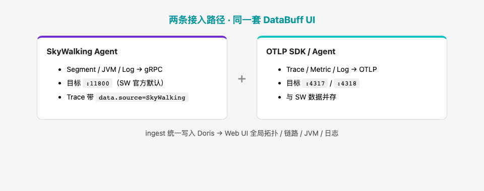 SkyWalking gRPC 与 OTLP 双路径并存