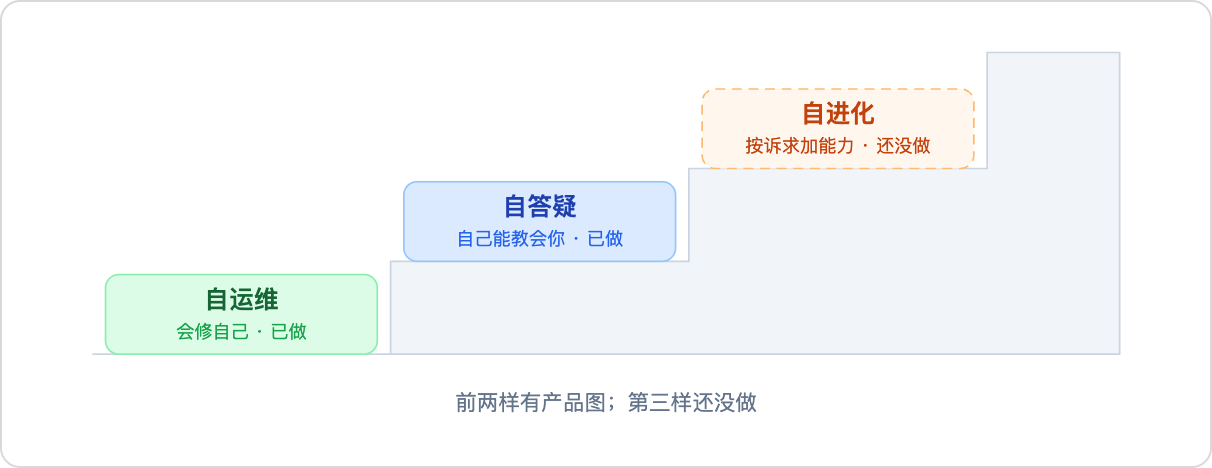 Self-ops, self-Q&A, self-evolution staircase