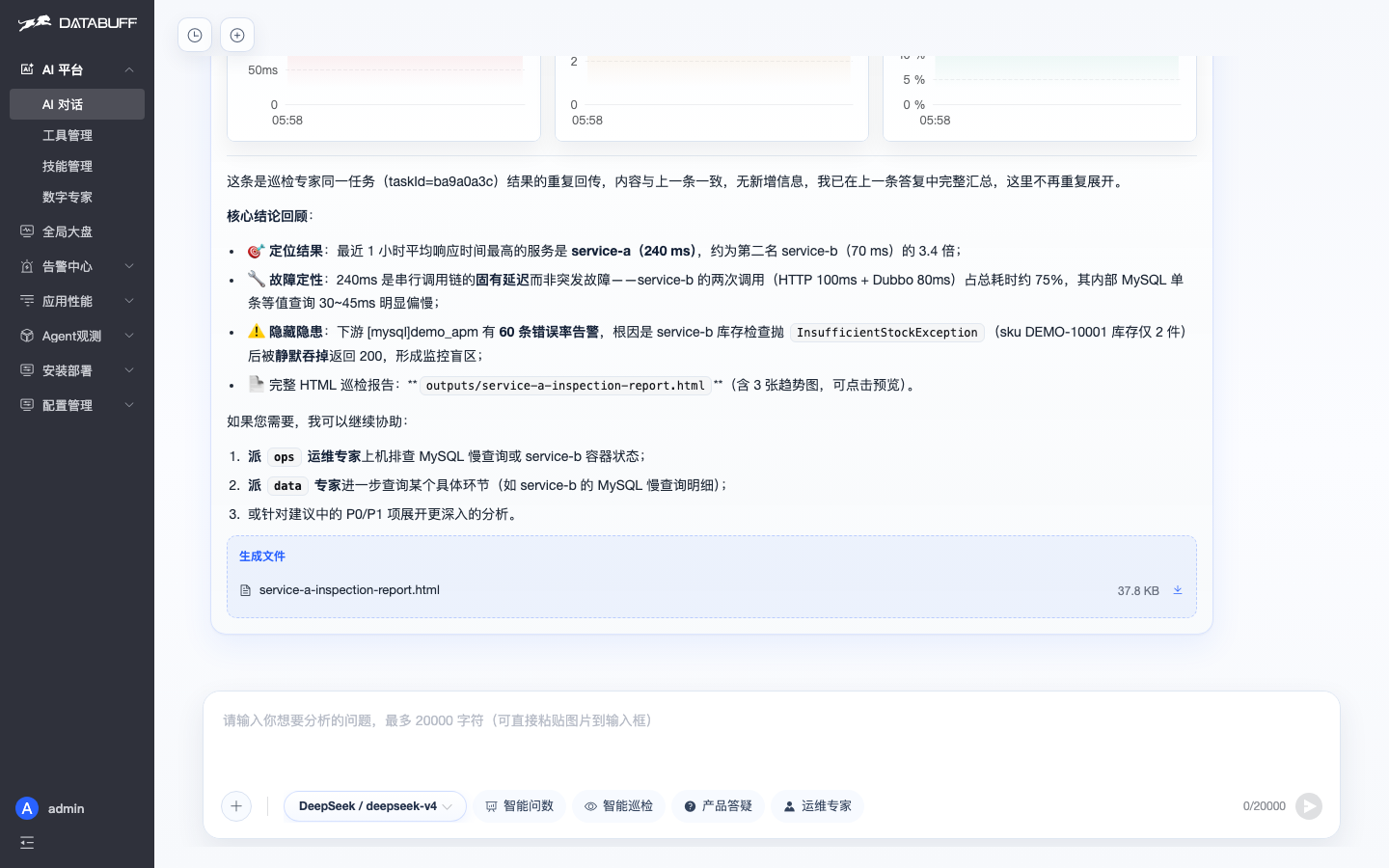 对话底部预览 HTML 报告