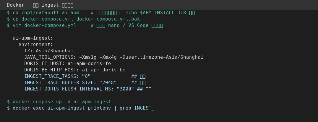 Docker 编辑 ingest 环境变量示例
