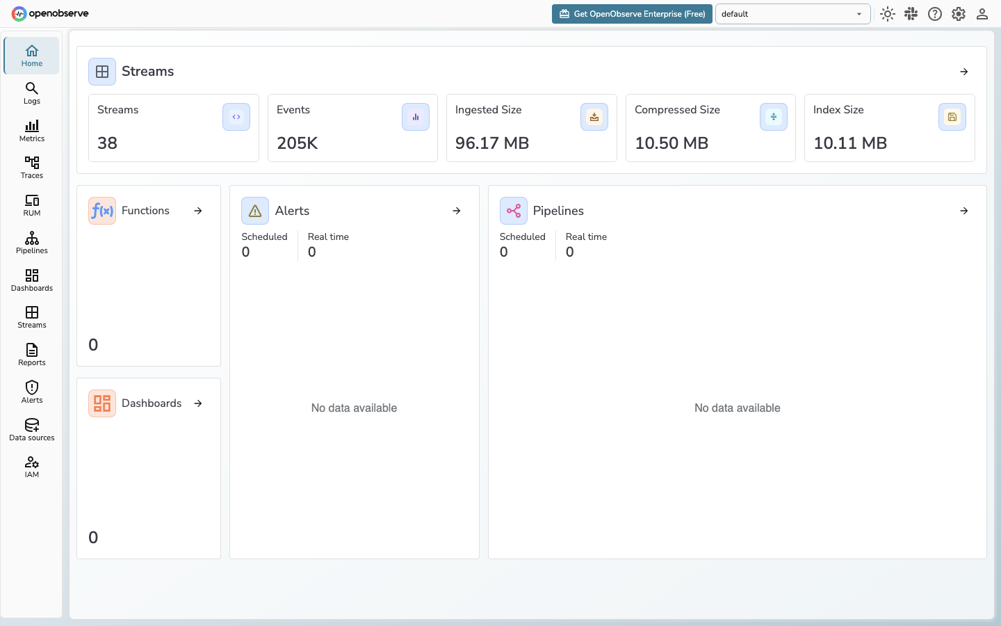 OpenObserve Home
